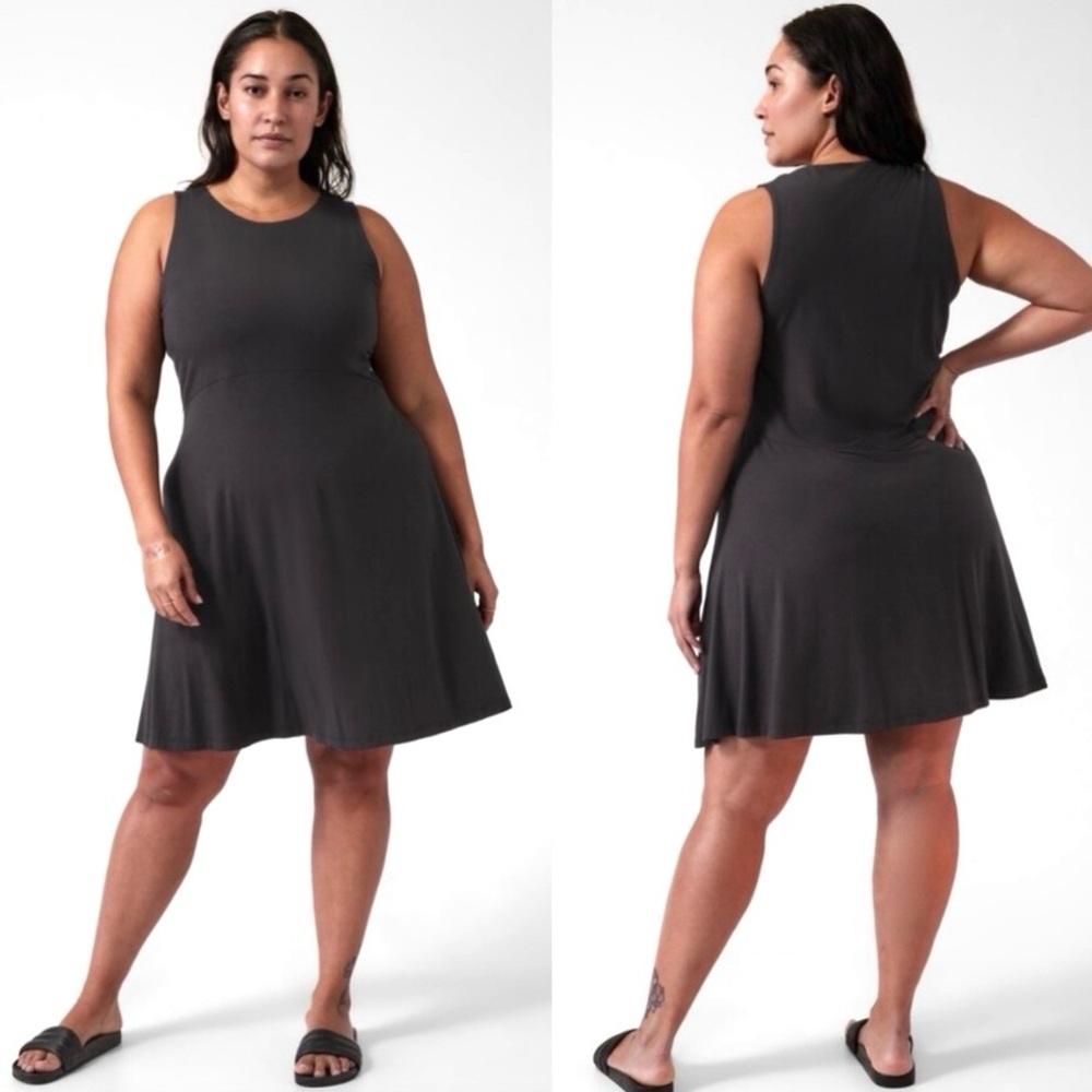 ATHLETA Black Santorini Thera Rib Dress Women's Plus 3X